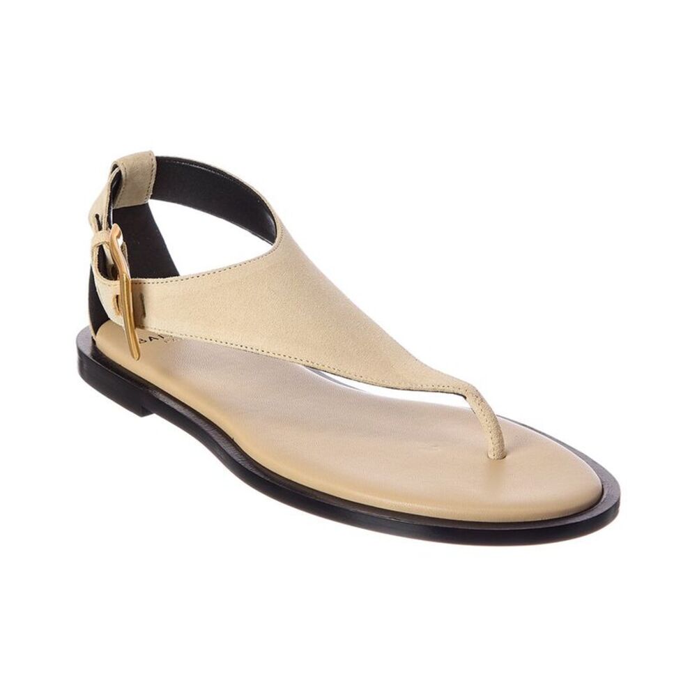 Balmain Anthem Suede Sandal, Beige